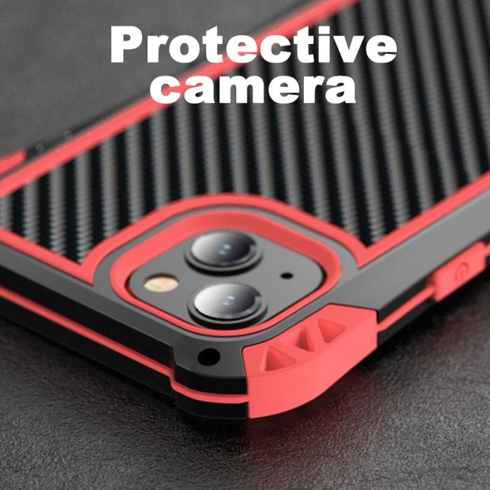 R-JUST - R-JUST AMIRA Hybrid Skal med Airbags för iPhone 13 mini - Svart/Röd