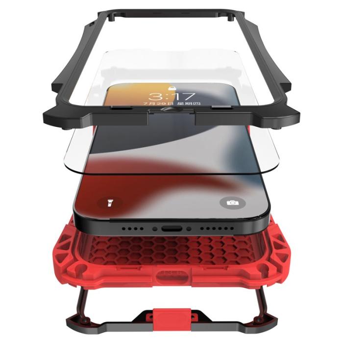 R-JUST - R-JUST AMIRA Hybrid Skal med Airbags för iPhone 13 mini - Svart/Röd