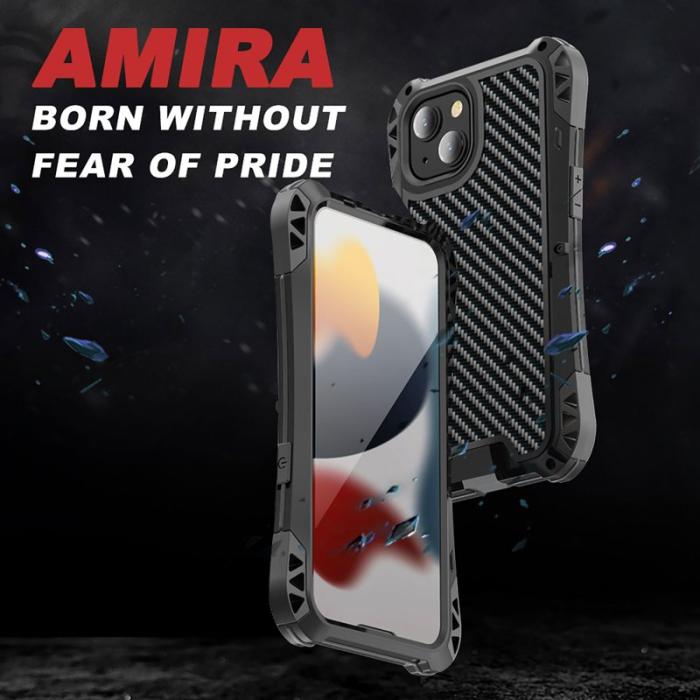 R-JUST - R-JUST AMIRA iPhone 13 Skal i Aluminium och Silikon - Svart