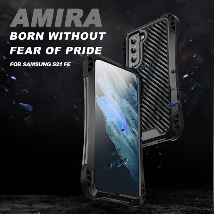 R-JUST - R-JUST AMIRA Skal i Kolfiber för Galaxy S21 FE 5G - Svart