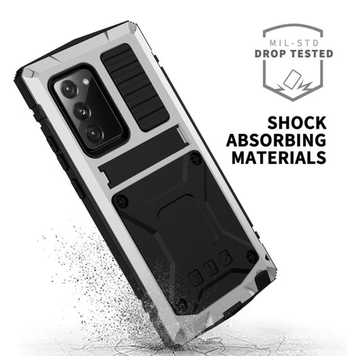 R-JUST - R-JUST Galaxy Note20 4G/5G Skal Metall + Silikon + PC Silver