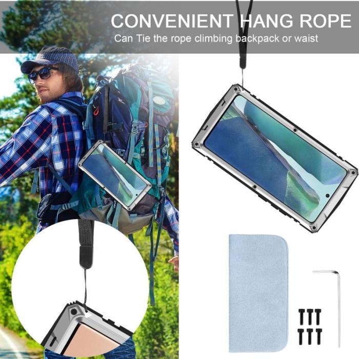 R-JUST - R-JUST Galaxy Note20 4G/5G Skal Metall + Silikon + PC Silver