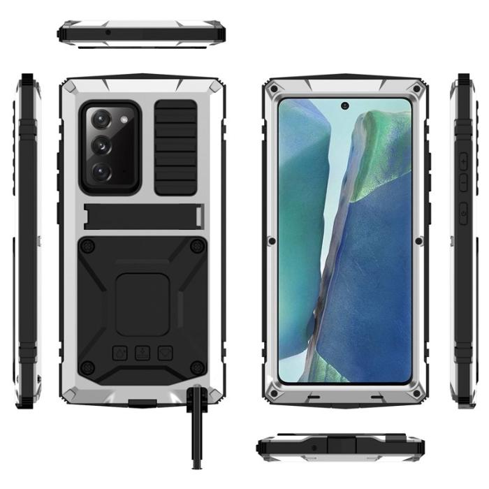 R-JUST - R-JUST Galaxy Note20 4G/5G Skal Metall + Silikon + PC Silver