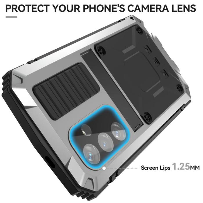 R-JUST - R-JUST Galaxy S24 Kickstand Skal Shockproof PC+Silicone Silver