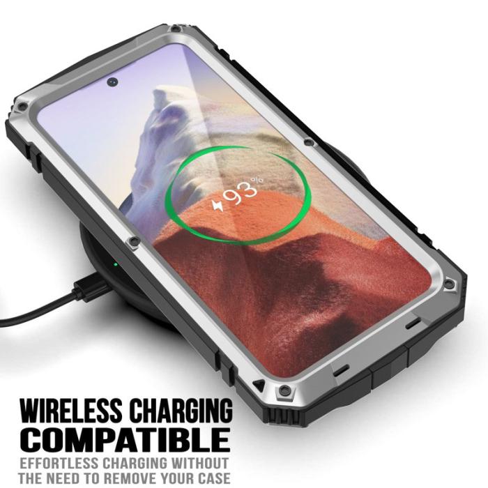 R-JUST - R-JUST Galaxy S24 Kickstand Skal Shockproof PC+Silicone Silver