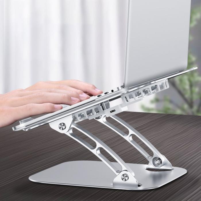 R-JUST - R-JUST HZ13 Laptop Ställning Aluminium med Dubbel Kylfläkt Svart