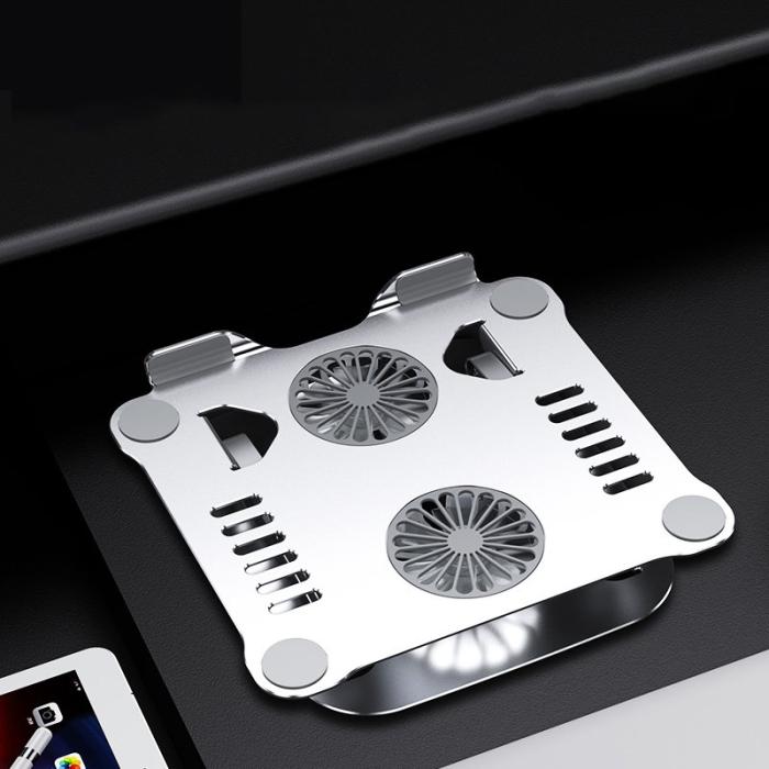 R-JUST - R-JUST HZ13 Laptop Ställning Aluminium med Dubbel Kylfläkt Svart