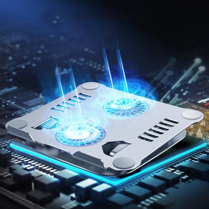 R-JUST - R-JUST HZ13 Laptop Ställning Aluminium med Dubbel Kylfläkt Svart