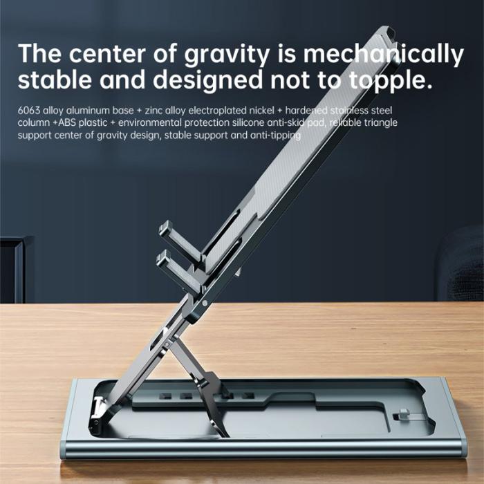 R-JUST - R-JUST HZ16 Justerbar Metall Ställning för Mobil och Tablet - Silver