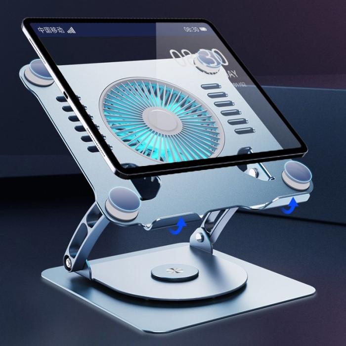R-JUST - R-JUST HZ22-1 Laptop Ställ med Fläkt 360° Justerbar Grå
