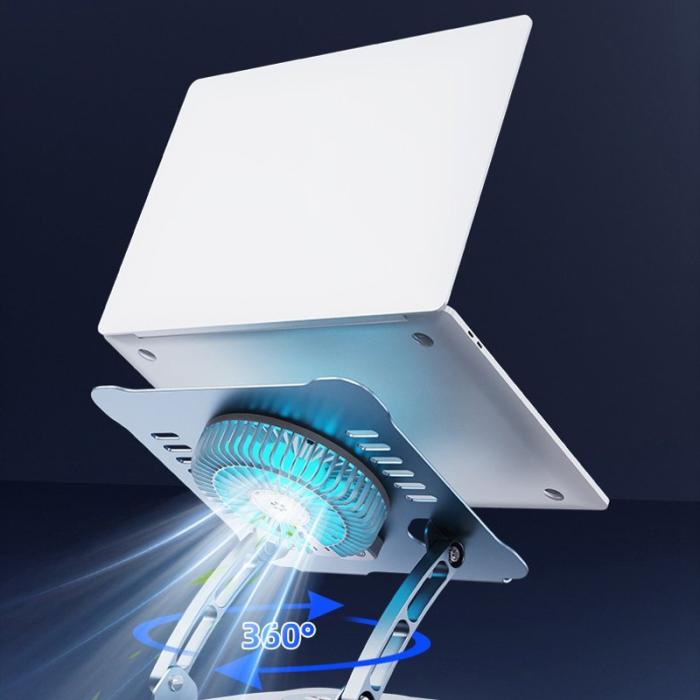 R-JUST - R-JUST HZ22-1 Laptop Ställ med Fläkt 360° Justerbar Grå