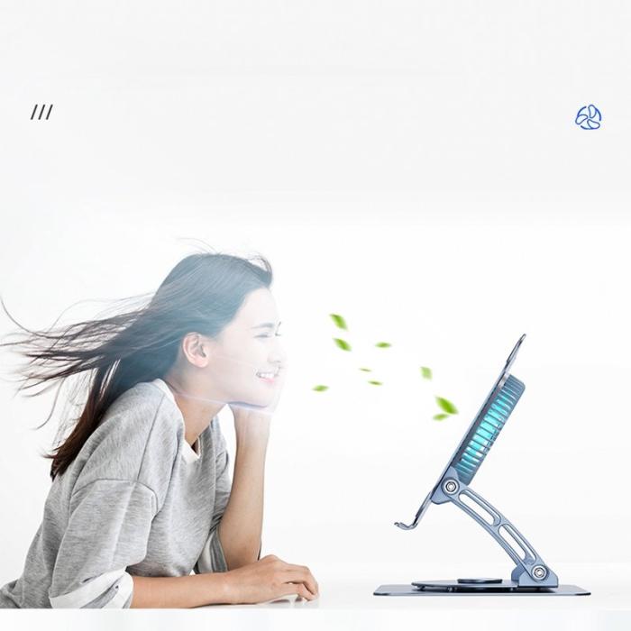 R-JUST - R-JUST HZ22-1 Laptop Ställ med Fläkt 360° Justerbar Grå