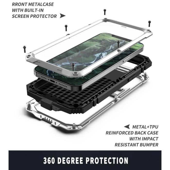 R-JUST - R-JUST iPhone 12 mini Skal Shockproof Silver Dustproof Waterproof