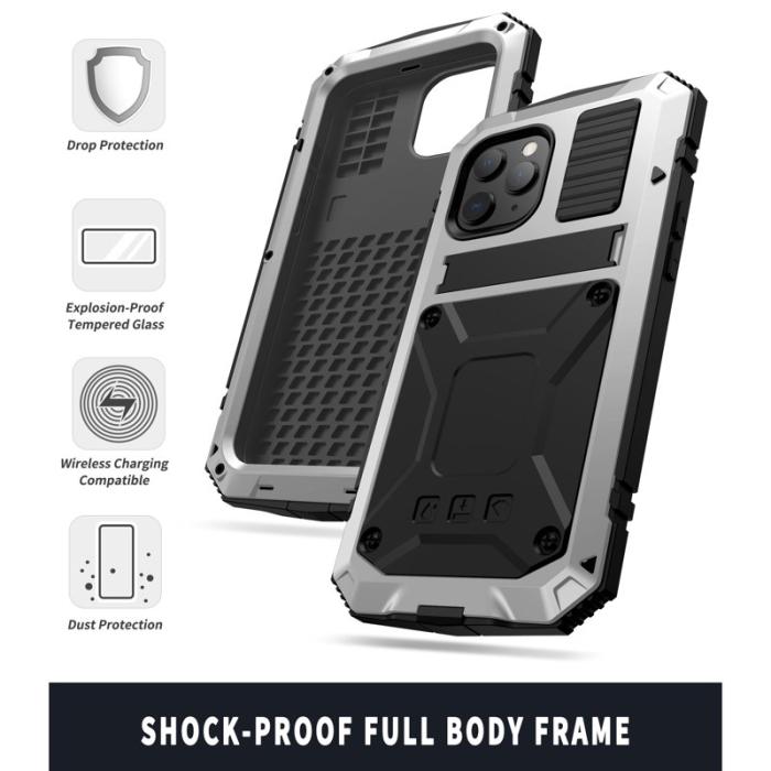 R-JUST - R-JUST iPhone 12 Pro Max Skal Shockproof Silver Dustproof Waterproof