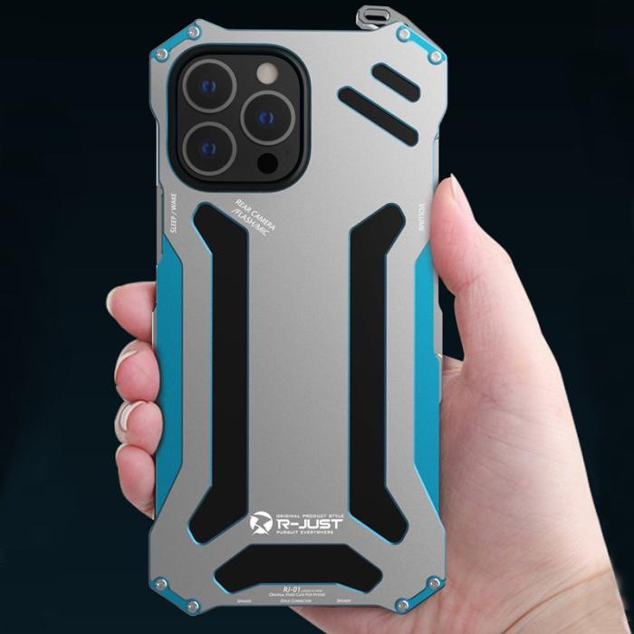 R-JUST - R-JUST iPhone 13 Pro Max Bumper Skal Aluminium Svart 6.7