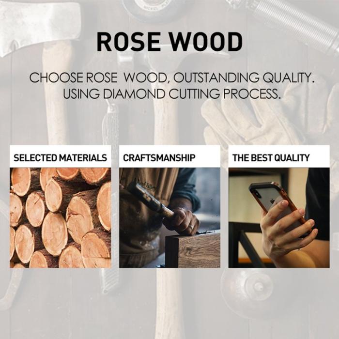 R-JUST - R-JUST iPhone 13 Pro Max Skal Ultra Tunna Aluminium Trä Svart