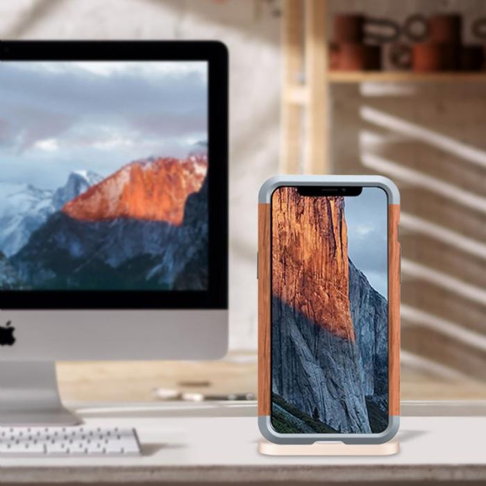 R-JUST - R-JUST iPhone 13 Pro Max Skal Ultra Tunna Aluminium Trä Svart