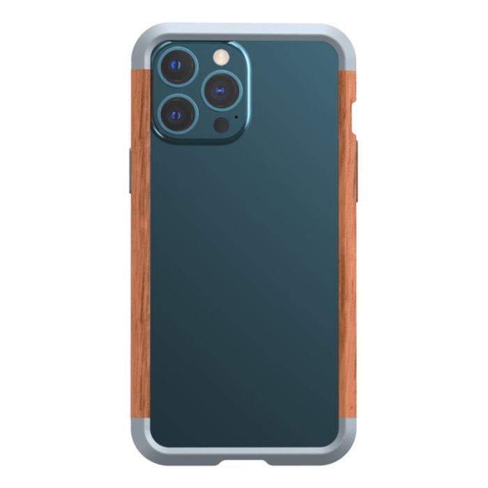 R-JUST - R-JUST iPhone 13 Pro Skal i Trä och Aluminium Alloy Svart