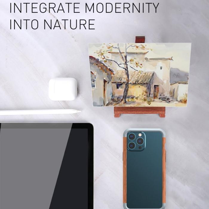 R-JUST - R-JUST iPhone 13 Pro Skal i Trä och Aluminium Alloy Svart