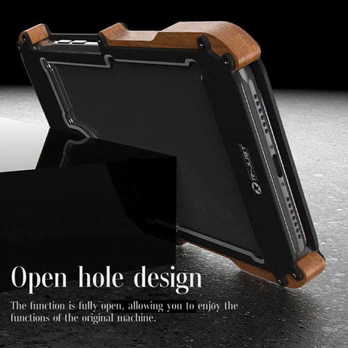 R-JUST - R-JUST iPhone 13 Pro Skal i Trä och Aluminium - Svart