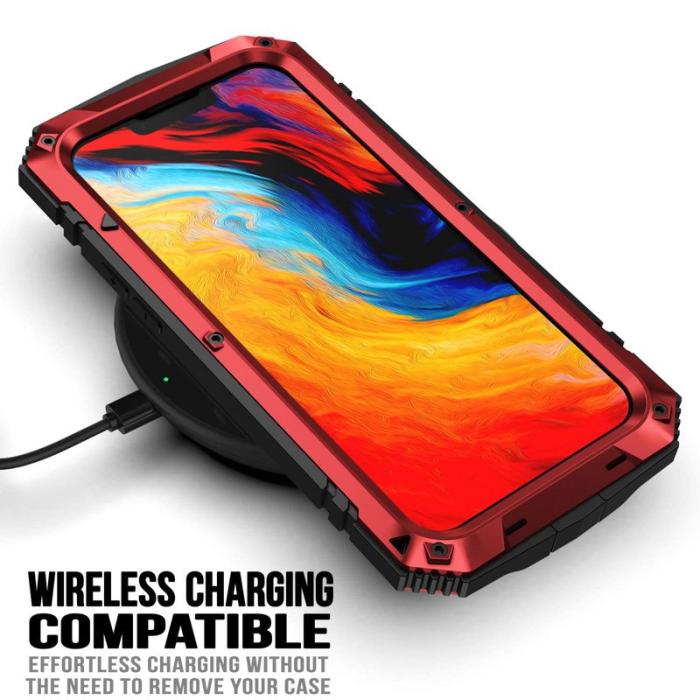 R-JUST - R-JUST iPhone 14 Plus Skal Hybrid Röd med Skärmskydd