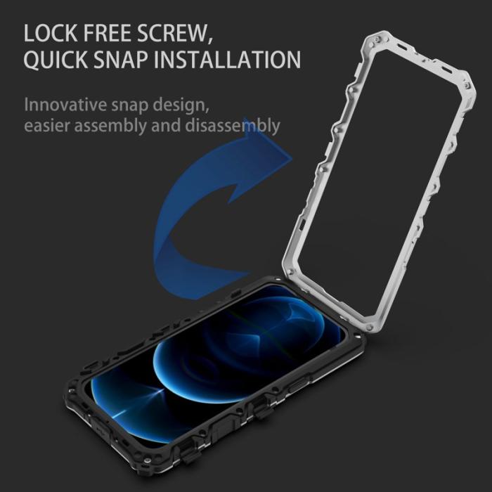 R-JUST - R-JUST iPhone 14 Plus Skal i Silikon + Metall Skydd Silver