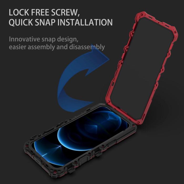 R-JUST - R-JUST iPhone 14 Plus Skal i Silikon och Metall - Röd