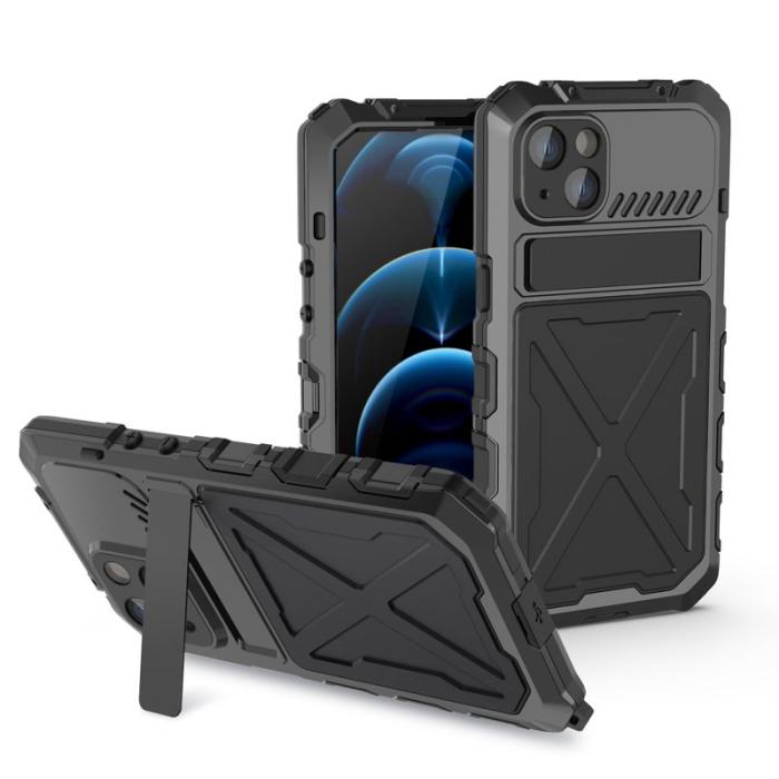 R-JUST - R-JUST iPhone 14 Plus Skal i Silikon och Metall - Svart