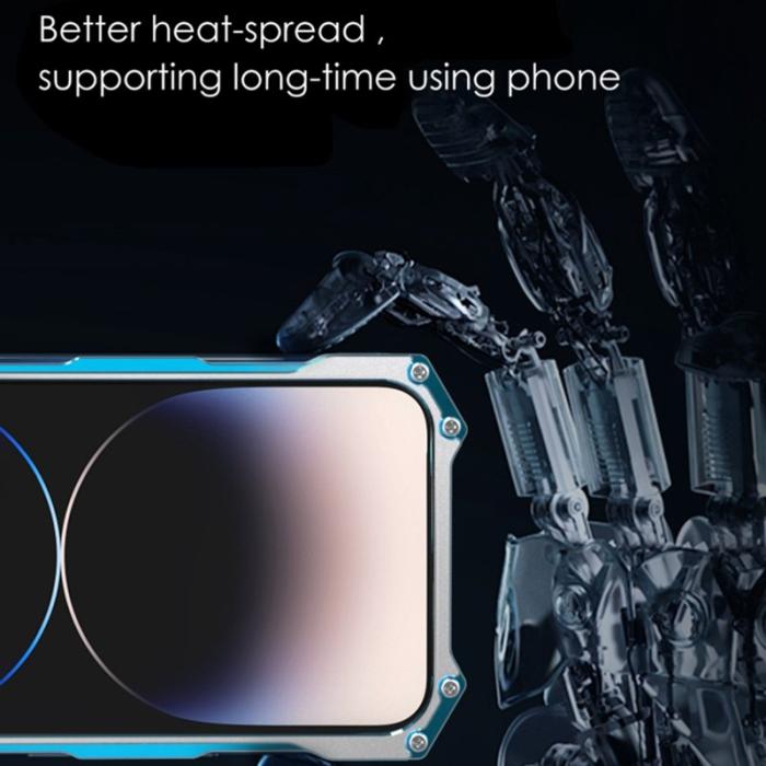 R-JUST - R-JUST iPhone 14 Plus Skal Metall Anti-Fall Shockproof Blå