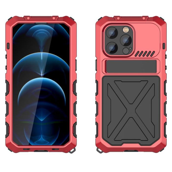 R-JUST - R-JUST iPhone 14 Pro Max Skal i Silikon + Metall - Röd