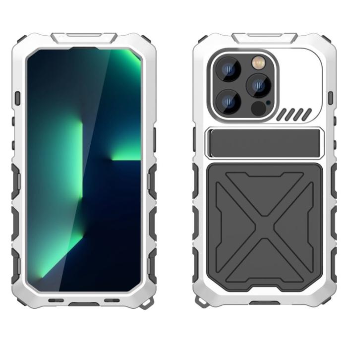 R-JUST - R-JUST iPhone 14 Pro Max Skal i Silikon och Metall - Silver