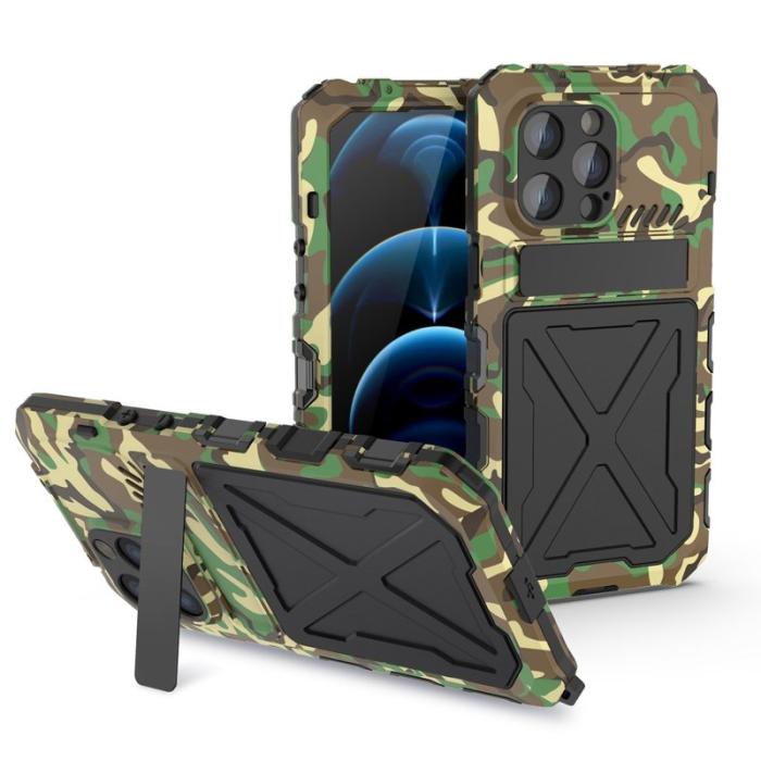 R-JUST - R-JUST iPhone 14 Pro Max Skal, Silikon + Metall, Kamouflage