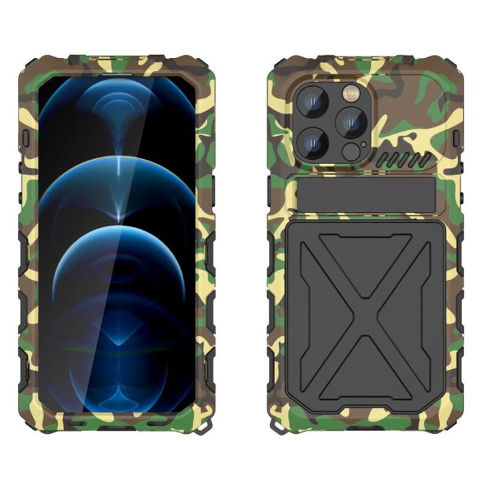 R-JUST - R-JUST iPhone 14 Pro Max Skal, Silikon + Metall, Kamouflage