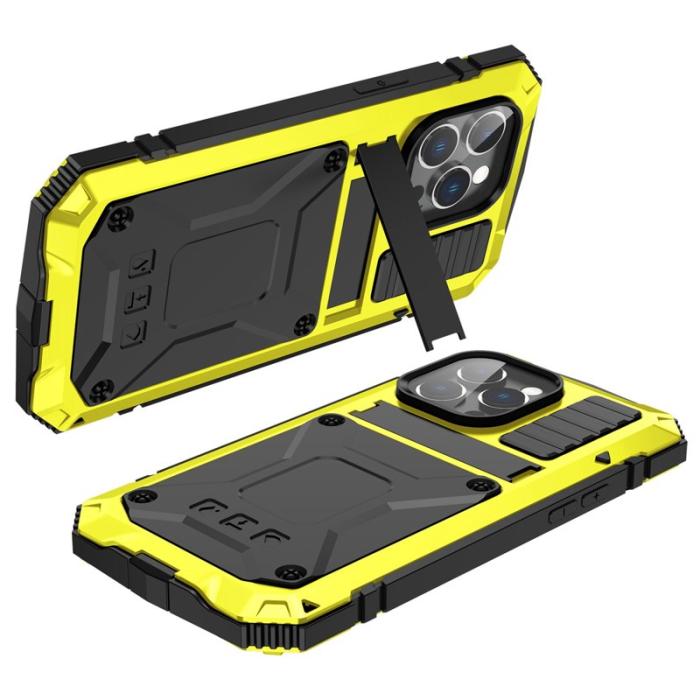 R-JUST - R-JUST iPhone 14 Pro Skal Hybrid Shockproof Gult med Skärmskydd