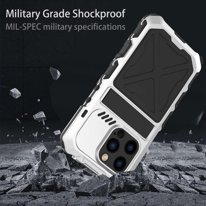 R-JUST - R-JUST iPhone 14 Pro Skal i Silikon och Metall - Silver