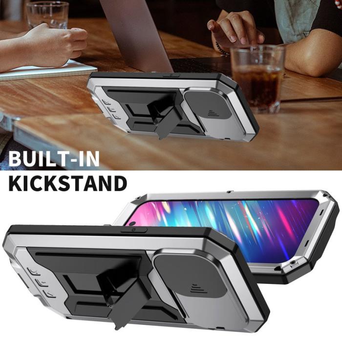 R-JUST - R-JUST iPhone 14 Pro Skal med Kamera Cover Silikon Metall Silver