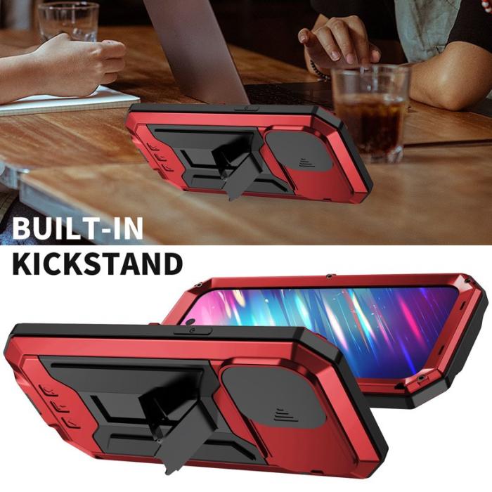 R-JUST - R-JUST iPhone 14 Pro Skal med Kameraöverdrag Röd Silicone Metal