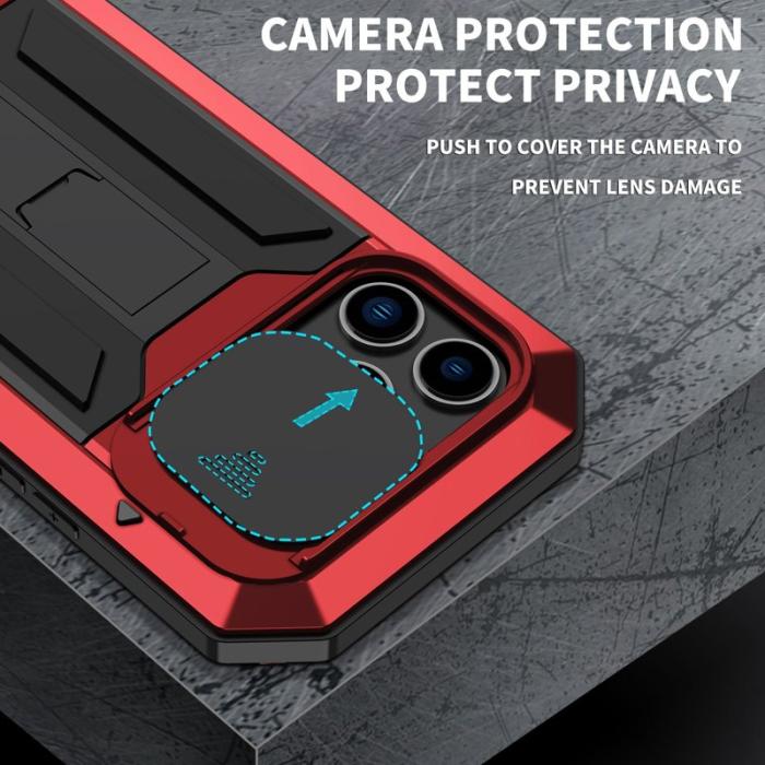 R-JUST - R-JUST iPhone 14 Pro Skal med Kameraöverdrag Röd Silicone Metal