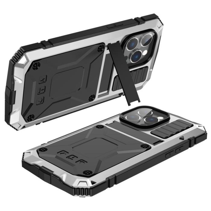 R-JUST - R-JUST iPhone 14 Pro Skal Shockproof Hybrid Silver 6.1