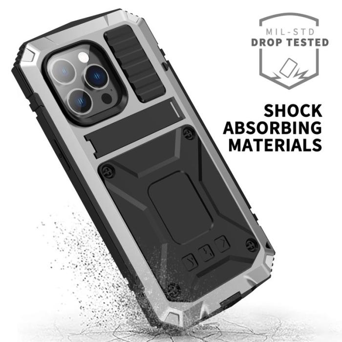 R-JUST - R-JUST iPhone 14 Pro Skal Shockproof Hybrid Silver 6.1