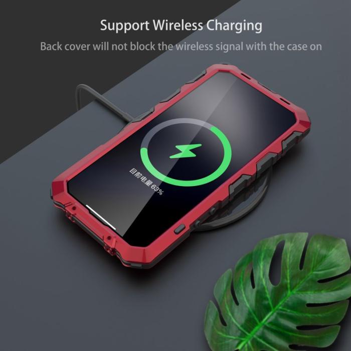 R-JUST - R-JUST iPhone 14 Skal Kickstand Silikon + Metall Röd