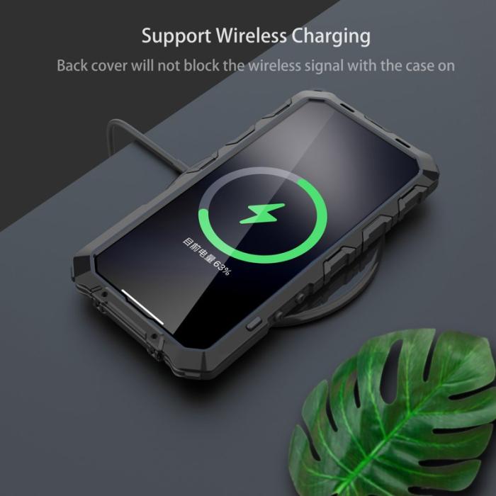 R-JUST - R-JUST iPhone 14 Skal Kickstand Silikon + Metall Svart