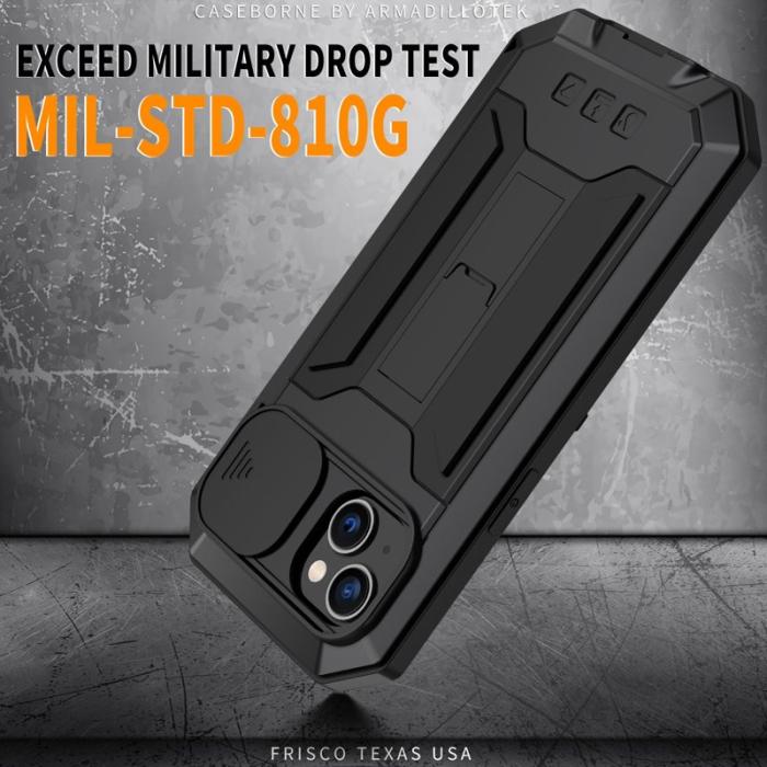 R-JUST - R-JUST iPhone 14 Skal med Kameraskydd i Silikon och Metall - Svart