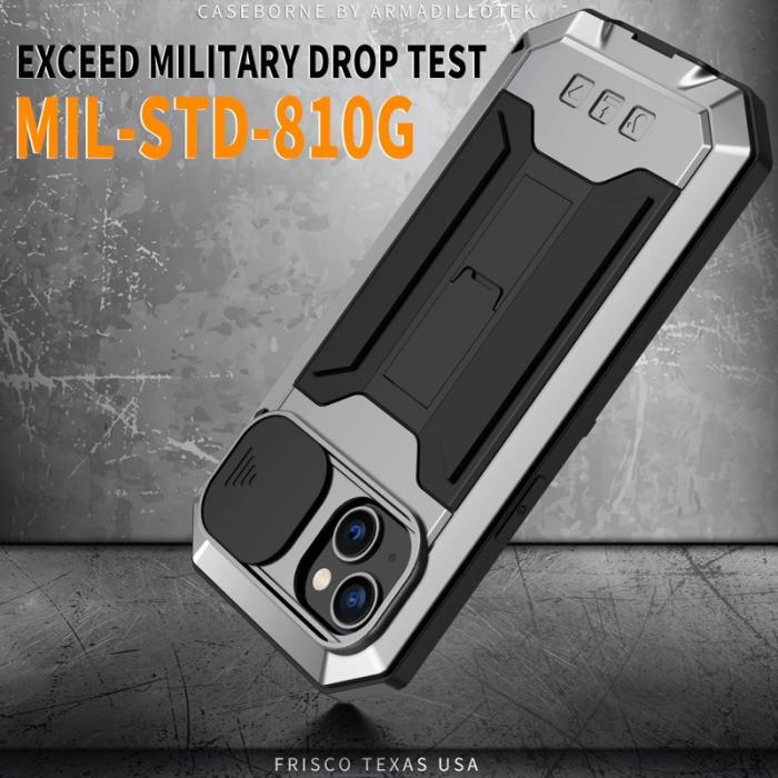 R-JUST - R-JUST iPhone 14 Skal med Slide Camera Cover i Silver