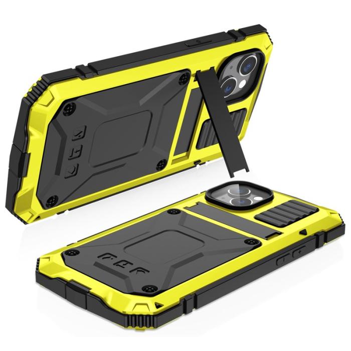 R-JUST - R-JUST iPhone 14 Skal Shockproof Hybrid Gult med Skärmskydd