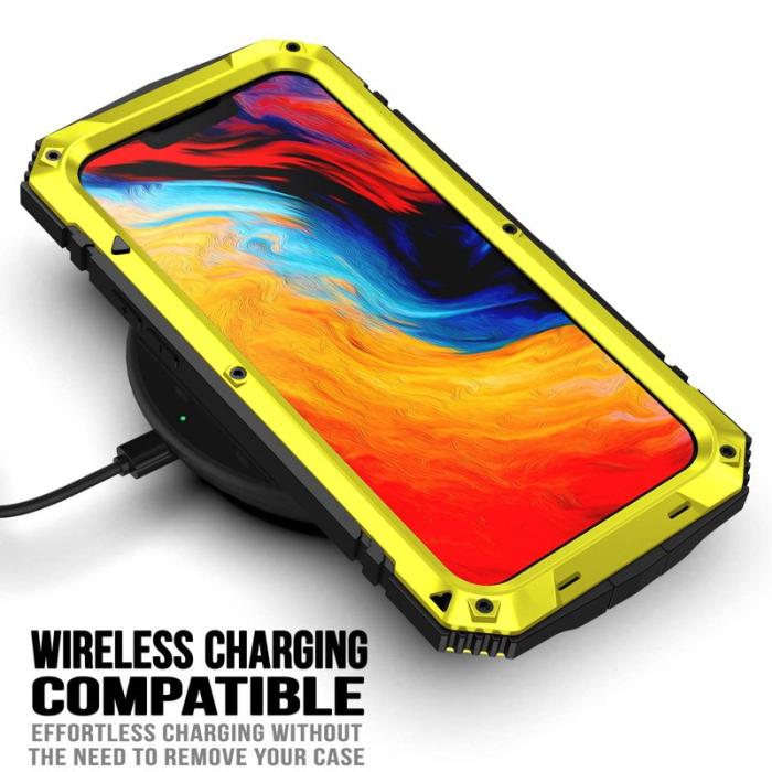 R-JUST - R-JUST iPhone 14 Skal Shockproof Hybrid Gult med Skärmskydd