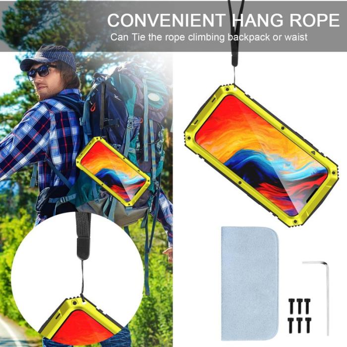 R-JUST - R-JUST iPhone 14 Skal Shockproof Hybrid Gult med Skärmskydd