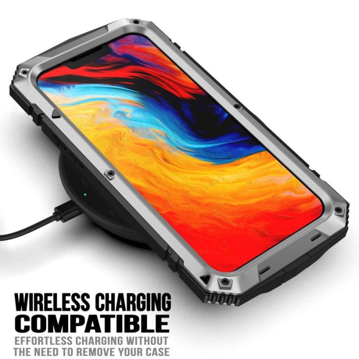 R-JUST - R-JUST iPhone 14 Skal Shockproof Hybrid Silver med Skärmskydd