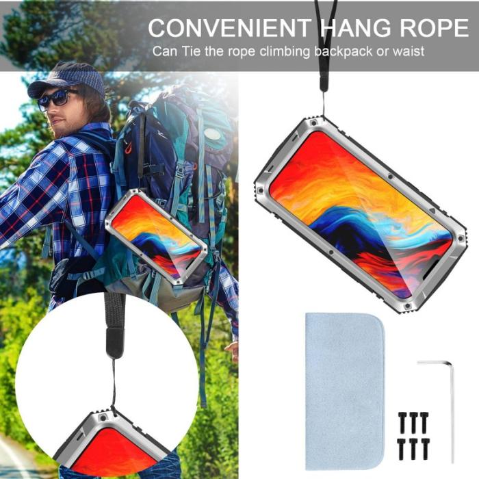 R-JUST - R-JUST iPhone 14 Skal Shockproof Hybrid Silver med Skärmskydd