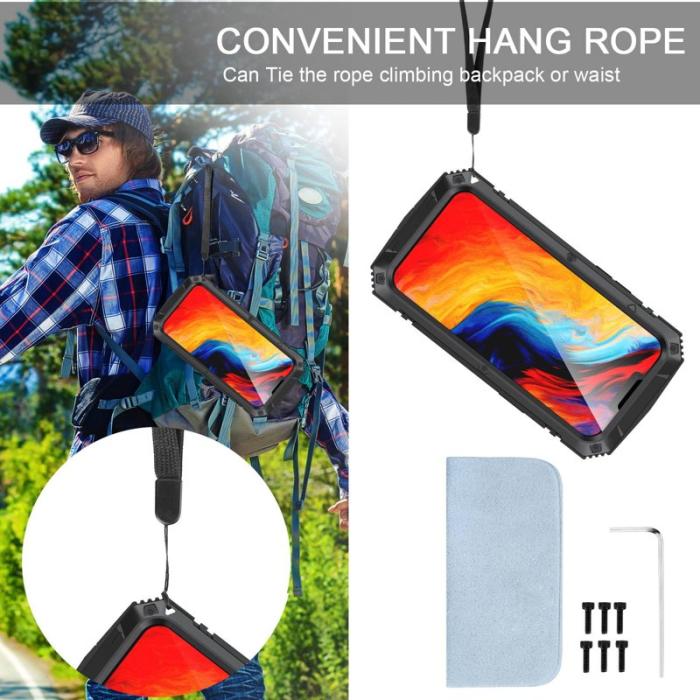 R-JUST - R-JUST iPhone 14 Skal Shockproof Hybrid Svart med Skärmskydd